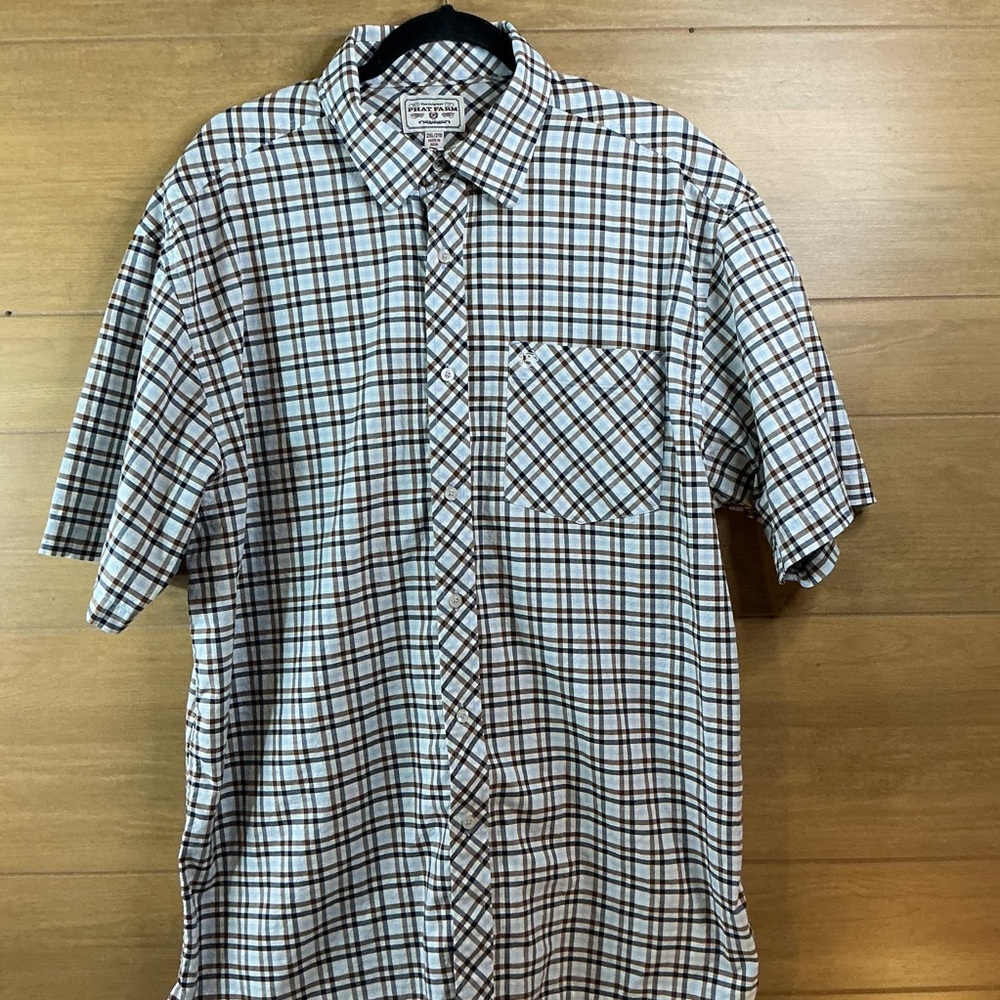 Phat Farm Plaid Button Up Shirt Short Sleeve Mens 2XL Cotton